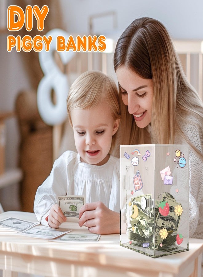 PACOLO Acrylic Piggy Bank, Clear Money Saving Box with Key, Adults & Kids Savings Jar - Image 5
